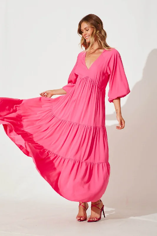Final Sale Effortless Maxi Dress In Hot Pink