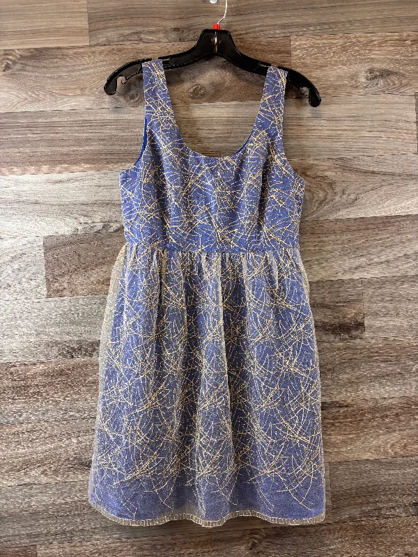 Great Bargains Dress Casual Midi By Clothes Mentor In Blue & Gold, Size: Large