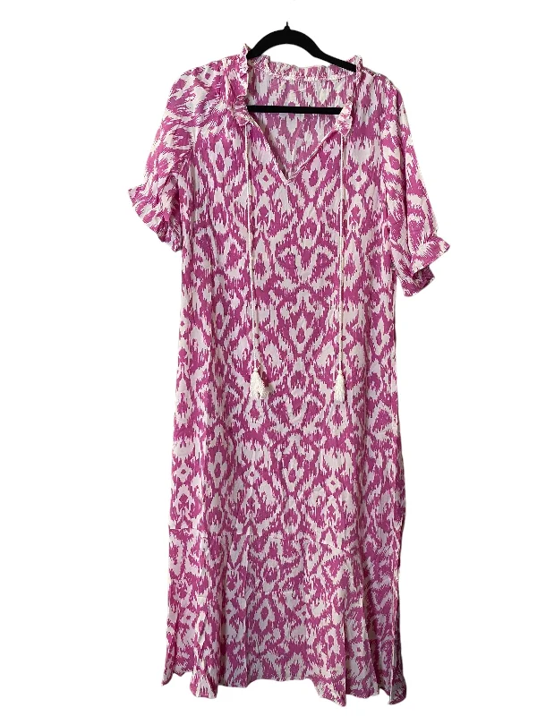 Massive Deals Dress Casual Maxi By Clothes Mentor In Pink & White, Size: L