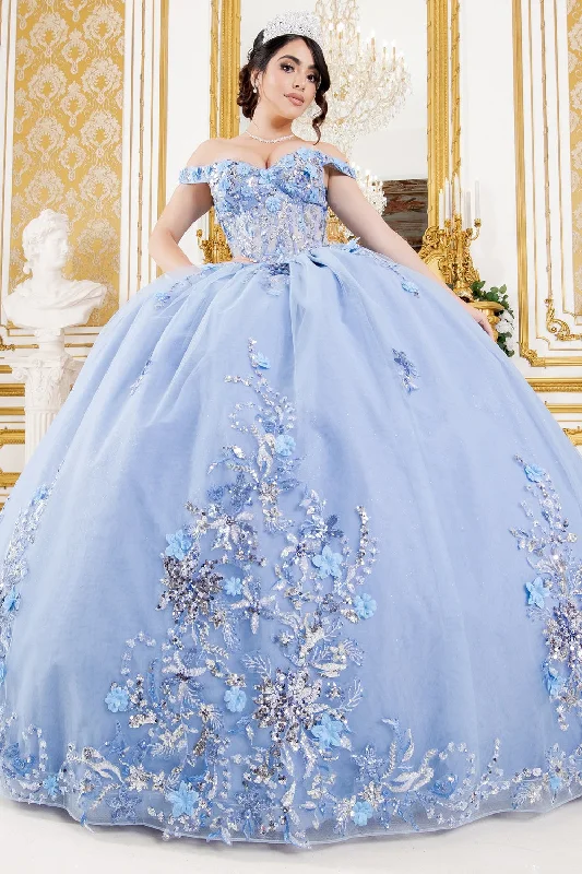 Last Chance Off Shoulder Sheer Corset Ball Gown by Cinderella Couture 8125J