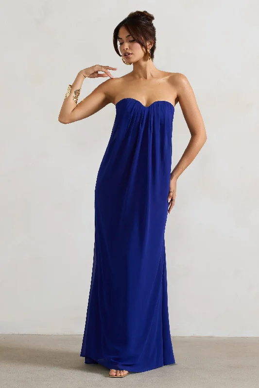 Mega Deal Kaz | Royal Blue Chiffon Sweetheart Maxi Dress