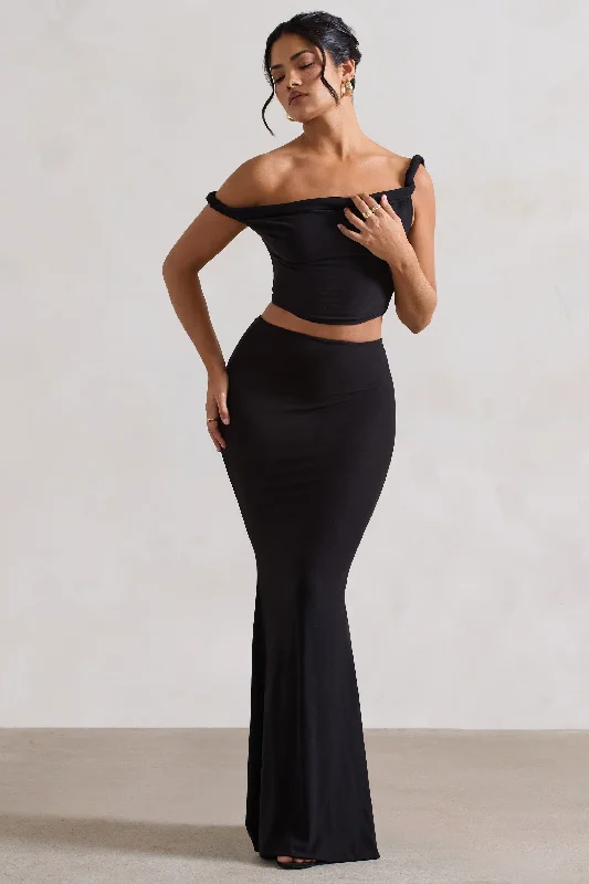 Big Discounts Neve | Black Gathered Maxi Skirt