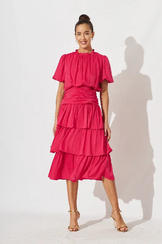 Price Break Alexiah Midi Dress In Hot Pink