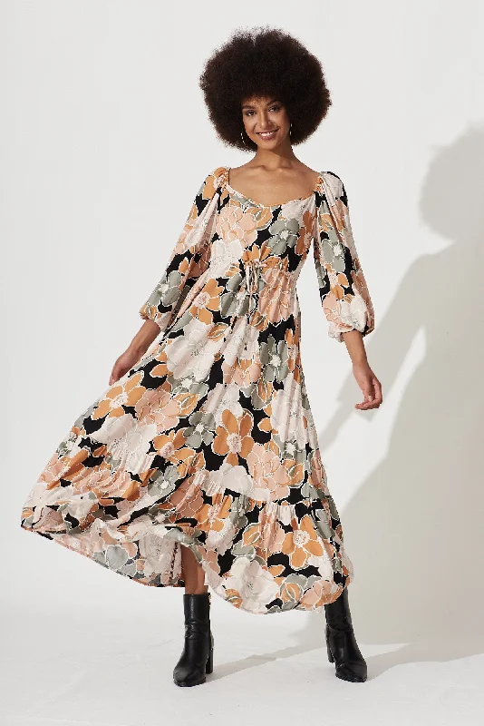 Amazing Deals Antiquity Maxi Dress In Rust With Khaki Floral