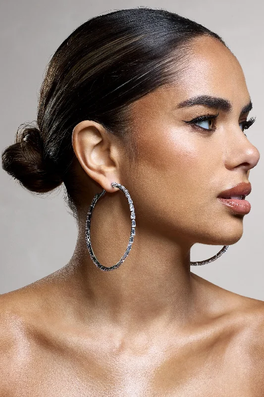 Unmissable Offer Zaida | Silver Diamante Hoop Earrings