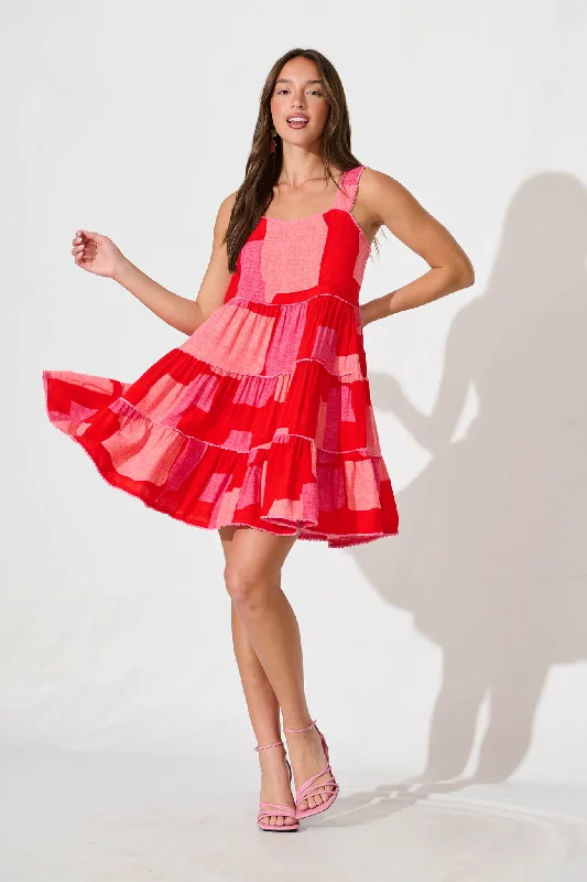 Huge Discounts Coastal Sundress in Multi Red Print