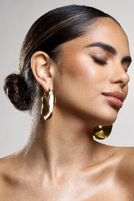 Stock Clearance Carmel | Gold Textured Abstract Disc Earrings
