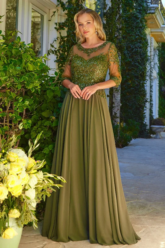 Can't Miss Chiffon Mid-Sleeve A-line Gown by GLS Gloria GL3599