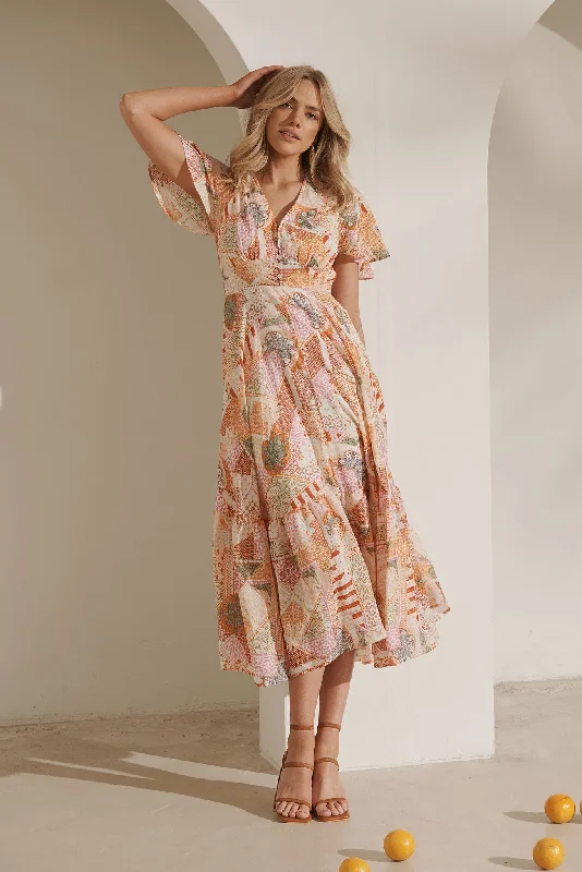 Can't Miss Nevada Maxi Dress In Rust Patchwork Print
