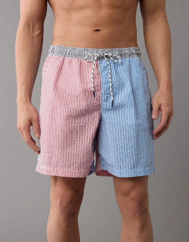 Buy More, Save More AE Colorblock Striped Flex 7" Swim Trunk