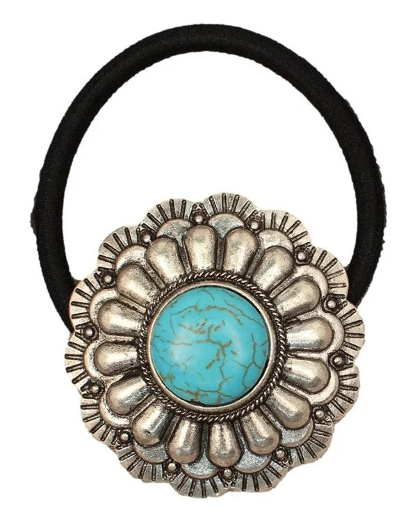 Don't Miss Turquoise Flower Concho Hair Tie