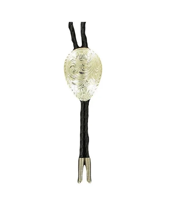 Final Sale Oval Etched Floral Design Bolo Neck Tie