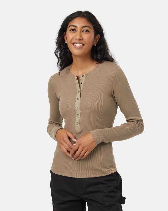 Today’s Deal Women's Rib Snap Placket Henley - Fossil