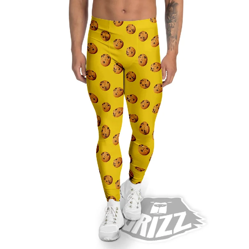 YEAR-End Sale Cookie Yellow Print Pattern Men's Leggings