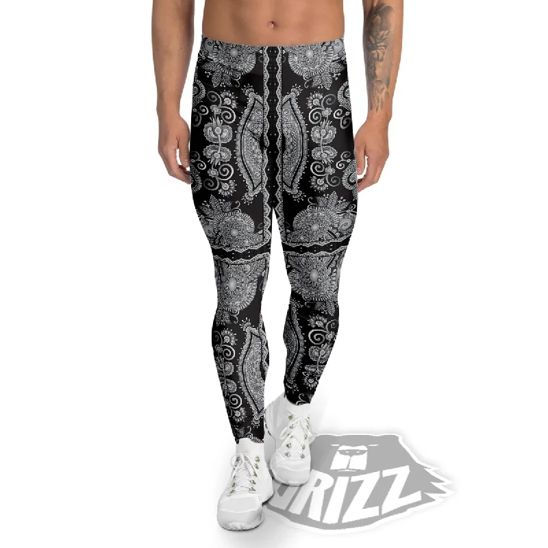 Fantastic Offers Floral Western Grey And White Print Pattern Men's Leggings