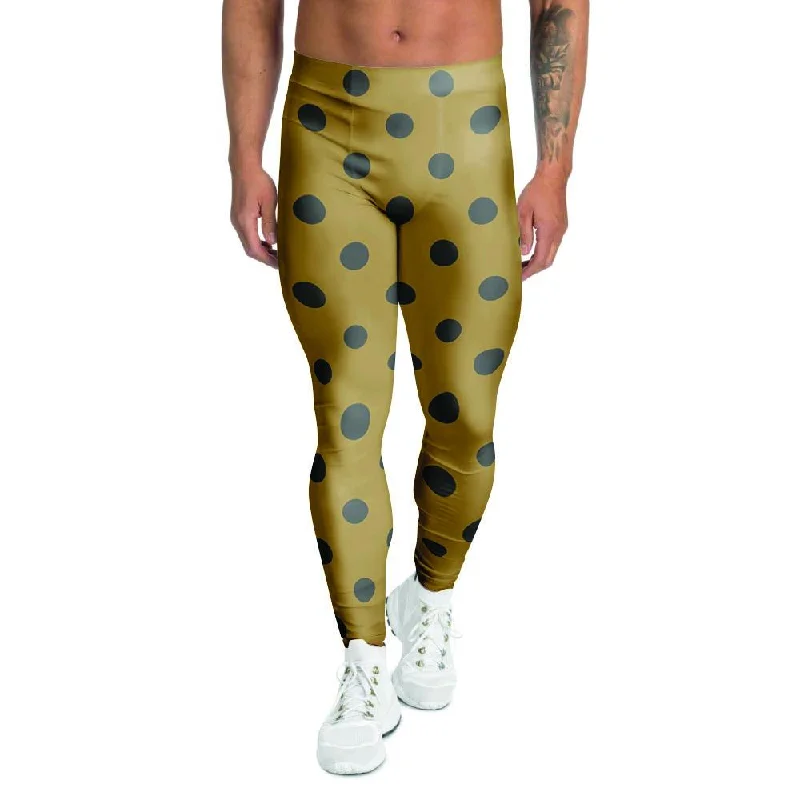 Hurry In Gold Polka Dot Men's Leggings