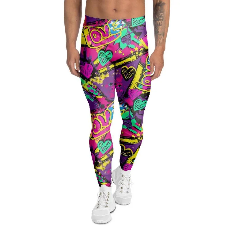 Deep Discounts Graffiti Airbrush Love Print Men's Leggings