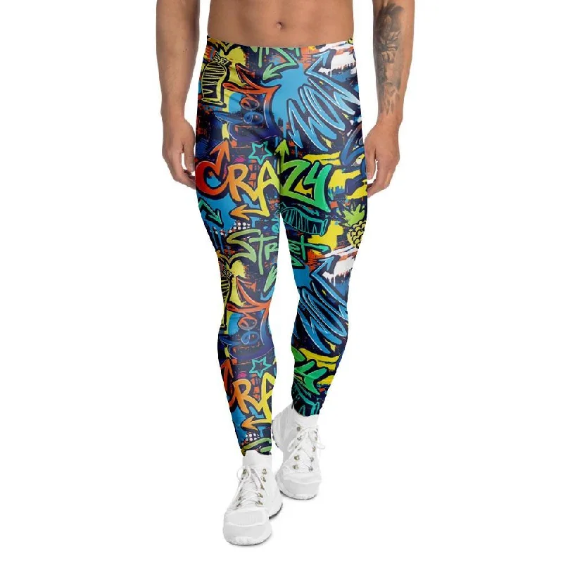 Daily Deals Graffiti Backdrop Print Men's Leggings