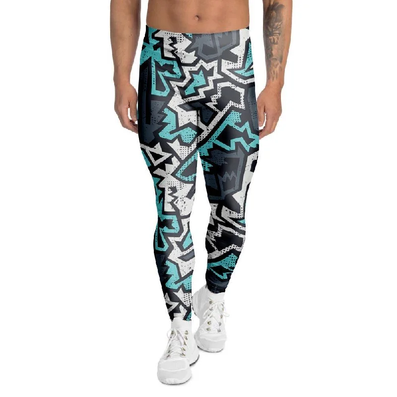 Closeout Graffiti Geometric Print Men's Leggings