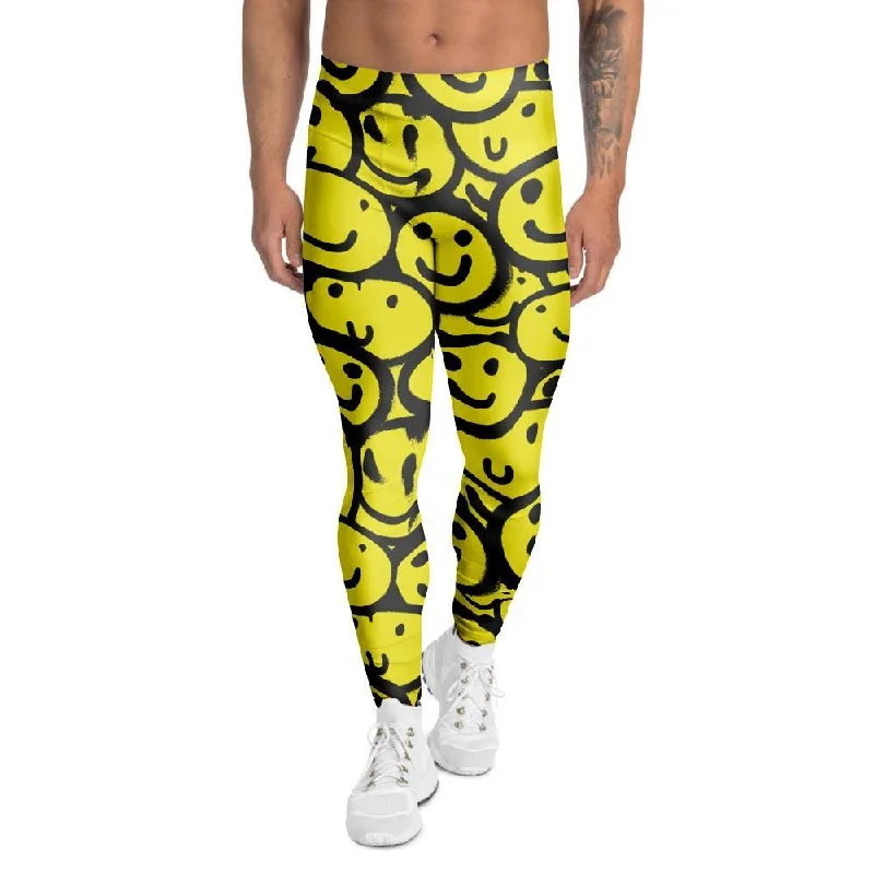 Buy Now Graffiti Happy Emoji Print Men's Leggings