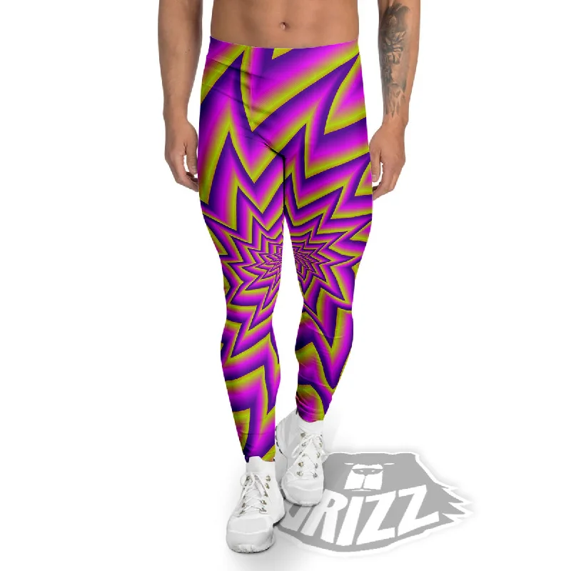 Must-Have Deals Moving Optical Yellow Twisted Illusion Men's Leggings