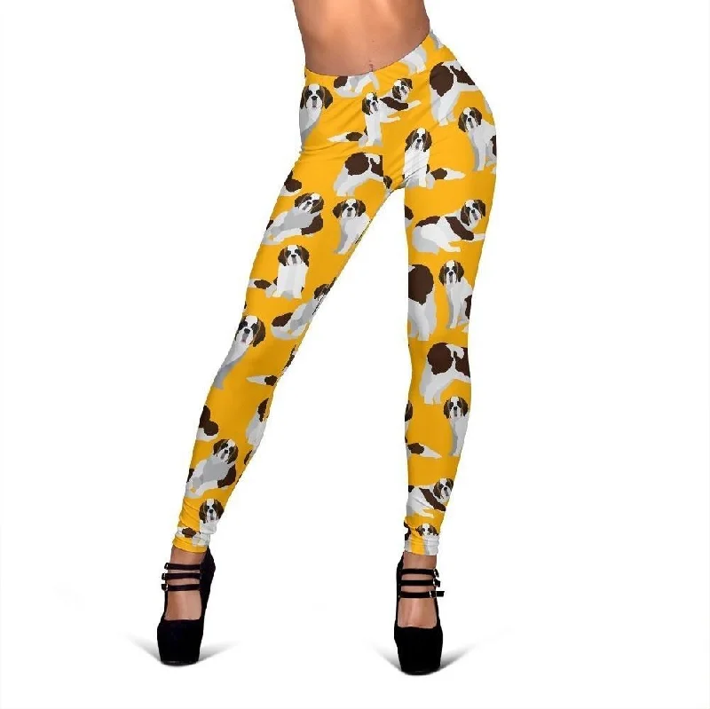 Amazing Deals St Bernard Yellow Pattern Print Women Leggings