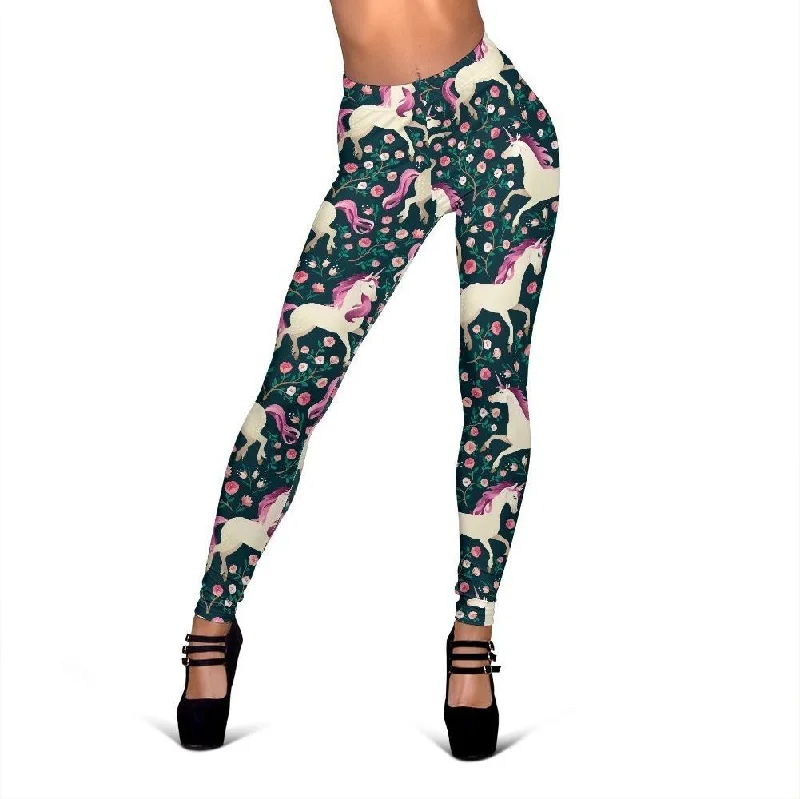 Last Chance Unicorn Floral Pattern Print Women Leggings