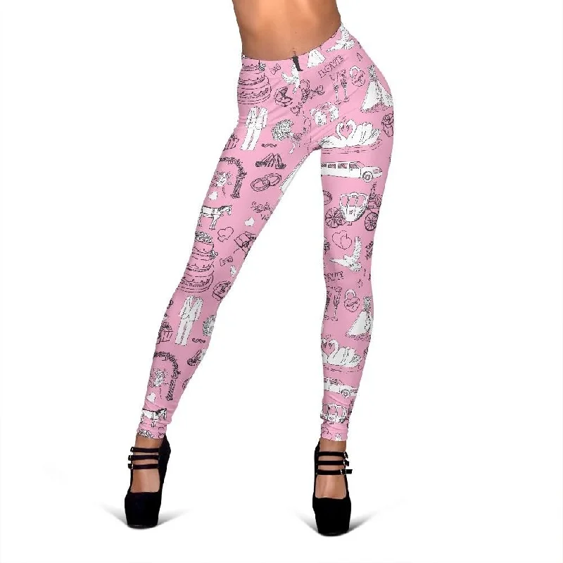 Value Deals Wedding Pink Pattern Print Women Leggings