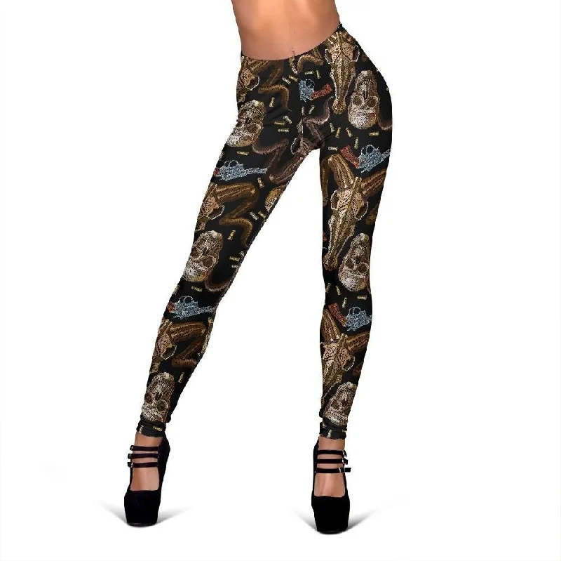 Super Deal Western Cowboy Gun Print Pattern Women Leggings