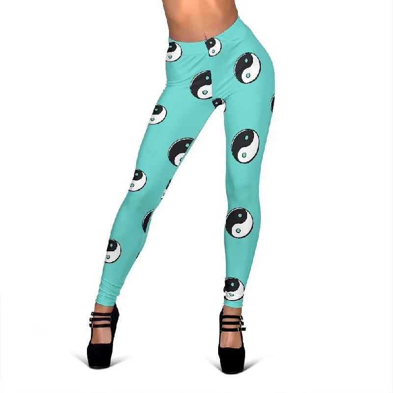 Price Reduction Yin Yang Blue Pattern Print Women Leggings