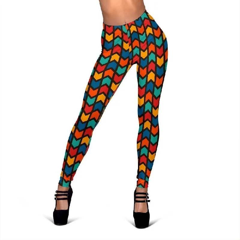New Deals Zig Zag Colorful Pattern Print Women Leggings