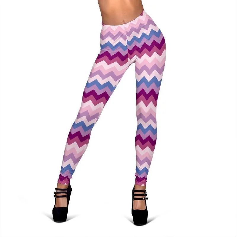 Midnight Madness Zig Zag Pattern Print Women Leggings