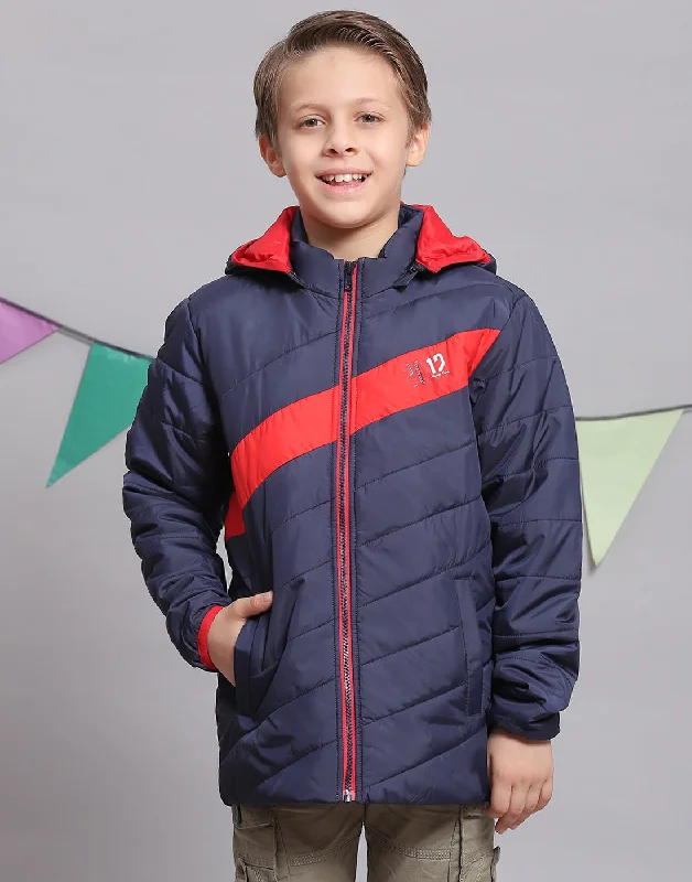 Clearance Sale Boys Navy Blue Solid Hooded Full Sleeve Boys Jacket